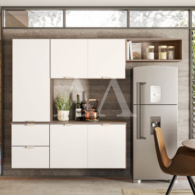 COZINHA NICIOLI COMPACTA IVETE CARVALHO RUSTICO / OFF WHITE CRISTAL