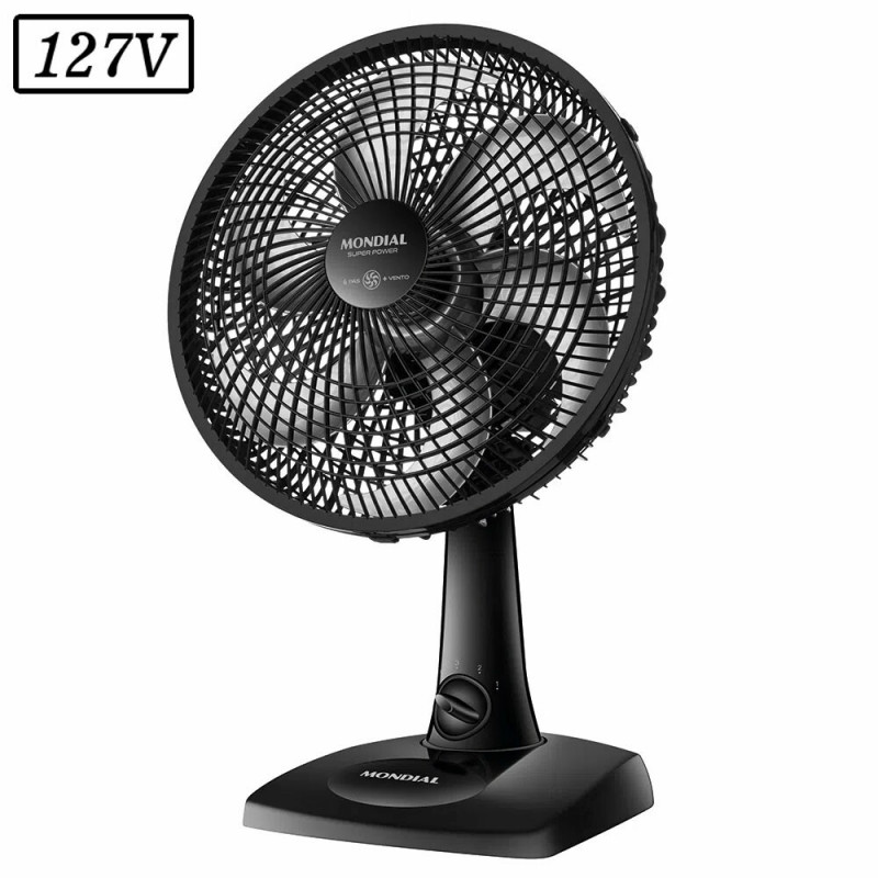 VENTILADOR MONDIAL VSP30B SUPER POWER 30CM 6 PAS 3 VEL 127V PRETO