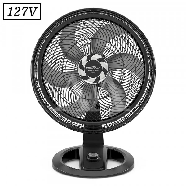 VENTILADOR BRITANIA BVT500 TURBO 47CM 6 PAS 3 VEL 127V PRETO