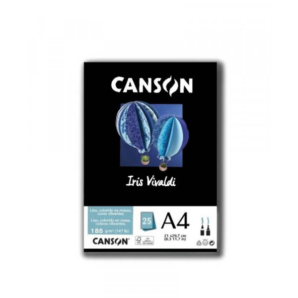 PAPEL IRIS VIVALDE 185G 25FL A4 - PRETO - UN - CANSON